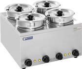 Royal Catering Bain Marie - 4 x 2,75 litres - 600 W.