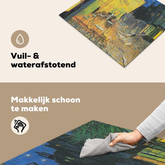 KitchenYeah® Inductie beschermer 60x52 cm - Caféterras bij nacht - Vincent van Gogh - Kookplaataccessoires - Afdekplaat voor kookplaat - Inductiebeschermer - Inductiemat - Inductieplaat mat