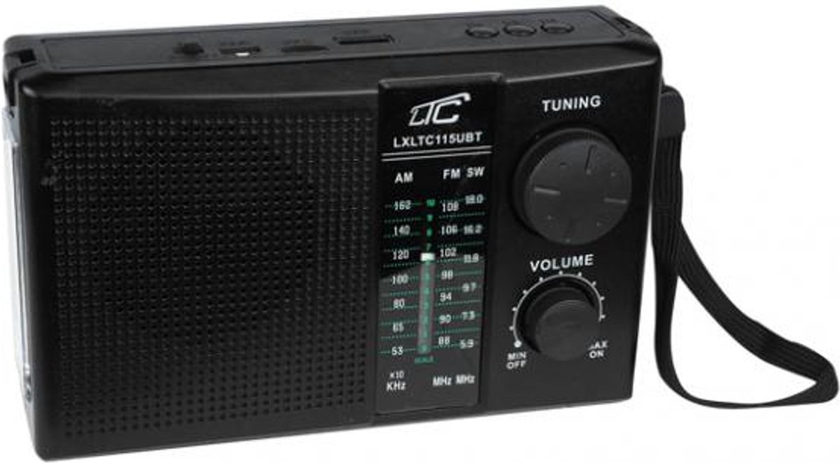 LTC - Draagbare radio - Bluetooth, FM/AM/SW met zonnepaneel - LXLTC115UBT - Zwart