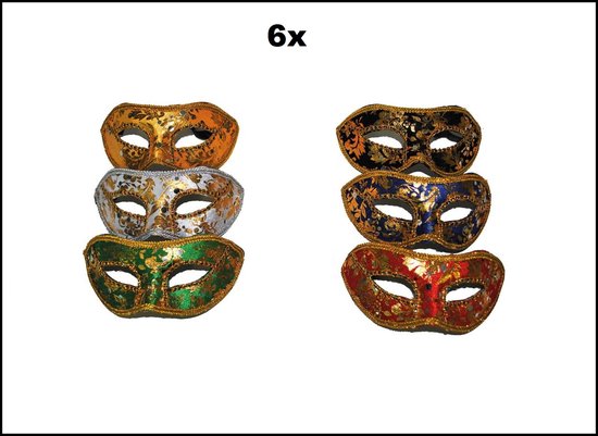 6x Luxe oogmasker Chinagirl assortie - Oog masker thema feest festival party fun