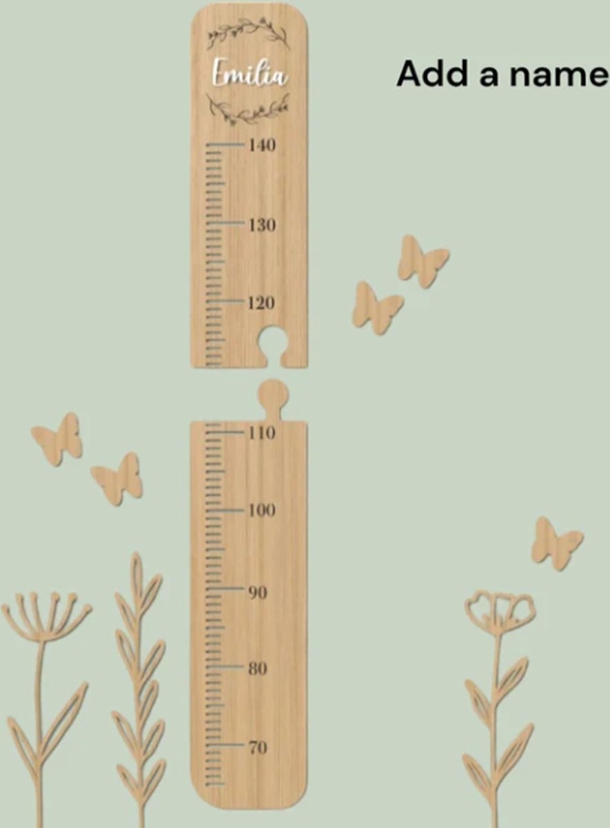 Gepersonaliseerde houten babygroeimeter/ groeimeter/ kraamcadeau/ baby cadeau/ newborn/groeimeter voor baby