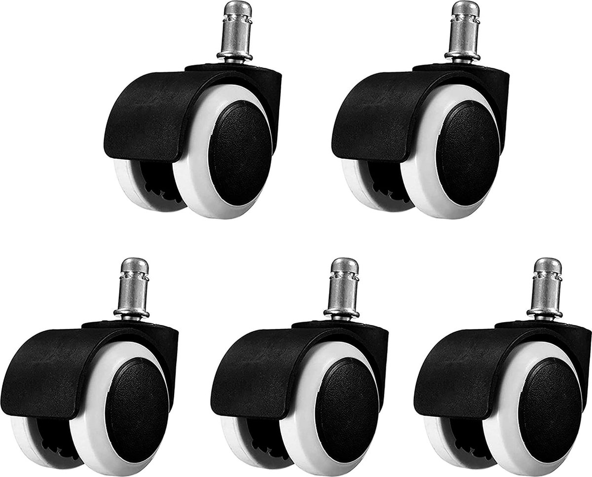 Zwenkwielen met dubbel wiel voor meubels diameter 50 mm zacht loopvlak - glijlager draagkr