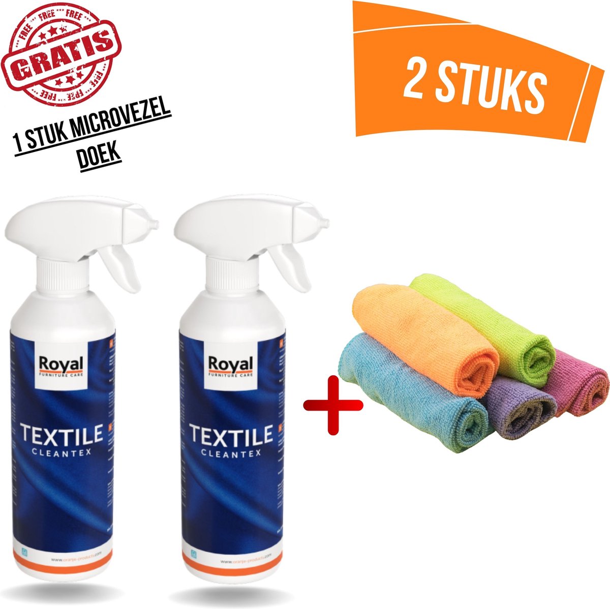 Royal Furniture Care, Textile vlekkenspray, Cleantex Textiel vlekkenspray, (2 x 500ml) pack, 1000ml