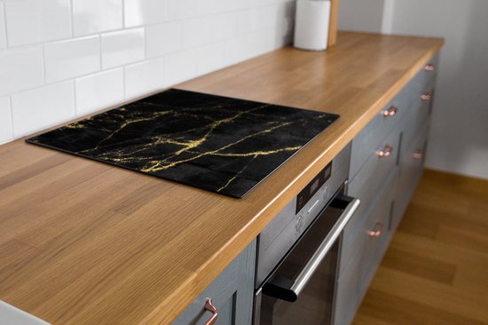 Inductiebeschermer - Marmer Zwart Goud - 28x52 cm - Inductiebeschermer - Inductie Afdekplaat Kookplaat - Inductie Mat - Anti-Slip - Keuken Decoratie - Keuken Accessoires