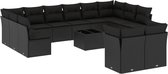 vidaXL - 13-delige - Loungeset - met - kussens - poly - rattan - zwart