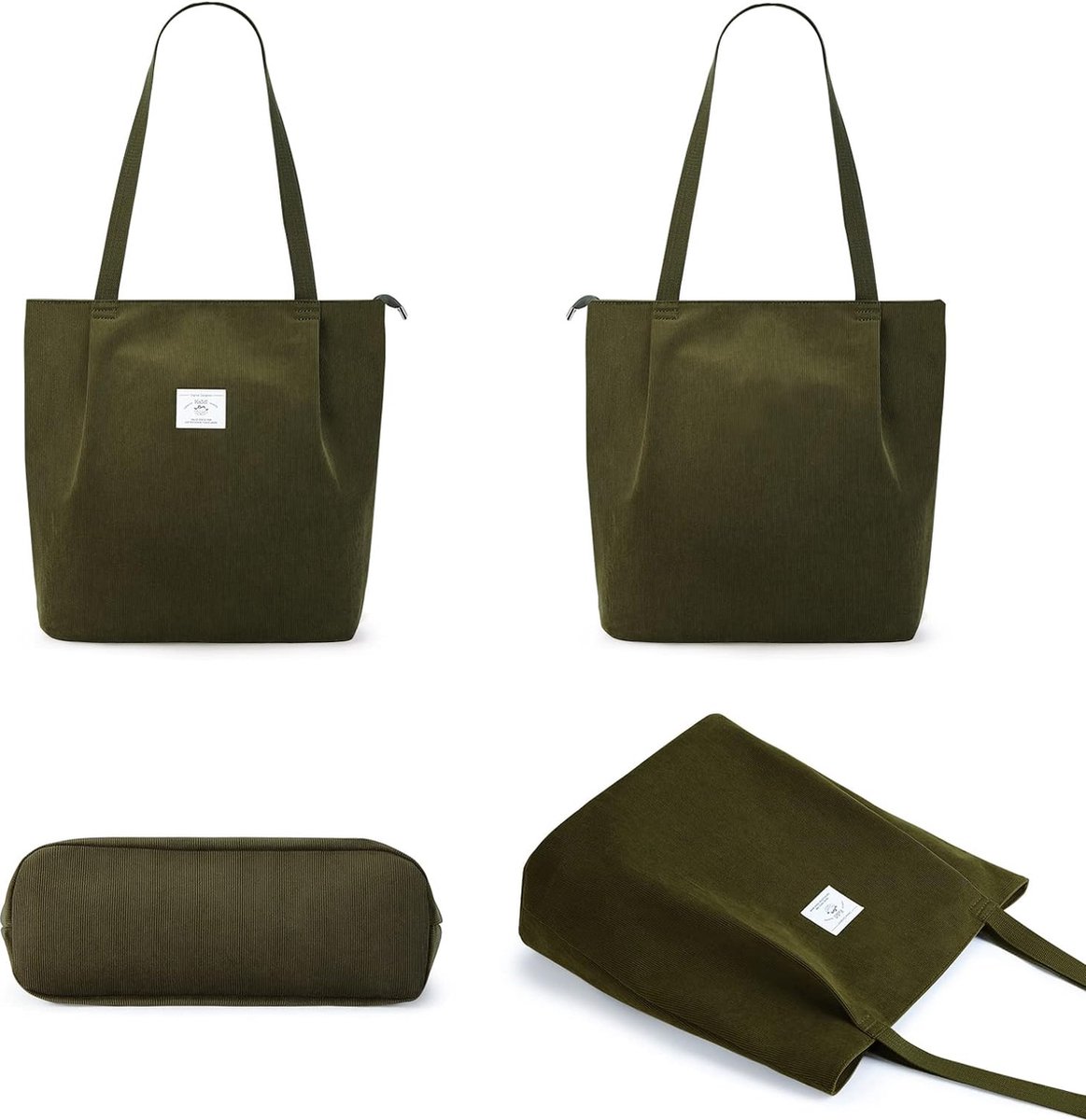 KTUEOV Tote tassen voor vrouwen, corduroy handtassen dames grote schouder handtas voor school dames laptop draagtas met rits dames handtassen voor werk winkelen reizen leraar, Bruin, 42 x 16 x 36 cm KTUEOV Tote tassen voor vrouwen, corduroy handtassen dames grote schouder handtas voor school dames laptop draagtas met rits dames handtassen voor werk winkelen reizen leraar, Bruin, 42 x 16 x 36 cm
