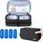 Pochette de sac isotherme à insuline |Sac Diabète avec 4 packs réfrigérants| Noir