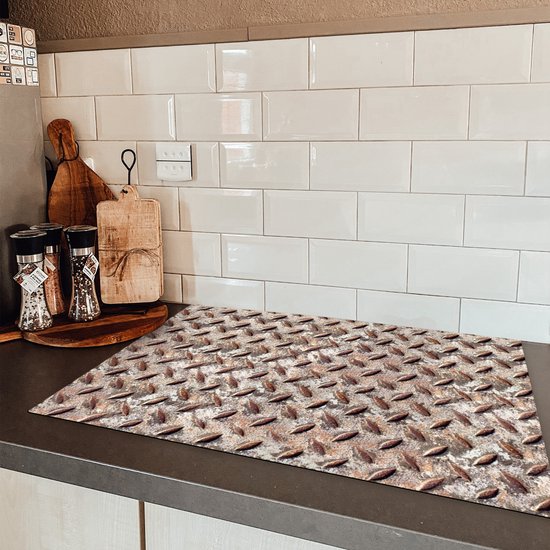 KitchenYeah® Inductie beschermer 76x51.5 cm - Metaal - Platen - Roest print - Patronen - Kookplaataccessoires - Afdekplaat voor kookplaat - Inductiebeschermer - Inductiemat - Inductieplaat mat