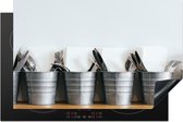 KitchenYeah® Inductie beschermer 80x52 cm - Metalen emmers met bestek - Kookplaataccessoires - Afdekplaat voor kookplaat - Inductiebeschermer - Inductiemat - Inductieplaat mat
