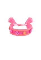 Armband - Flowers - Roze - Polyester/ Stainless steel