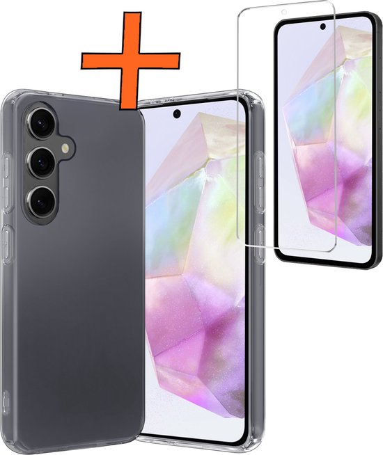 Coque pour Samsung A35 Coque Siliconen Cover Case avec Protecteur d'écran - Coque pour Samsung Galaxy A35 5G Cover Back Case - Transparent