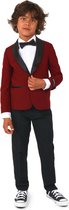 OppoSuits Hot Burgundy - Kids Tuxedo Smoking - Chique Outfit - Rood - Maat 8 Jaar