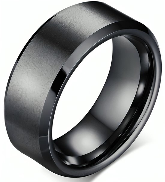 King Will Basic herenring van wolfraamcarbide in zilver/zwart/gunmetal, 2 mm/4 mm/6 mm/8 mm gewelfd, hoogglans gepolijst, comfortabel, 64.7 (20.6), Wolfraamcarbide, Geen edelsteen