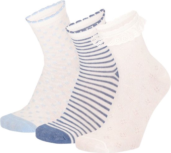 iN ControL 3pack chaussettes filles blanc/bleu taille 35/38