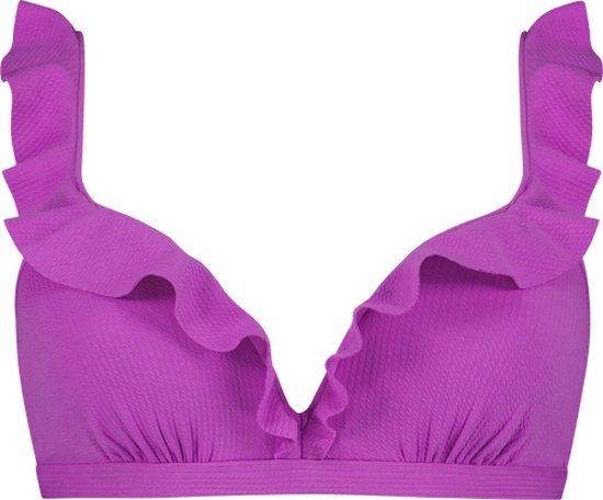 Beachlife - Haut de bikini à volants Flash violet