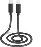 Musthavz Braided USB-C naar Lightning Kabel 2 Meter - Zwart/Black