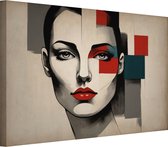 Vrouw portret - Vrouwen schilderijen canvas - Schilderijen abstract - Schilderij vintage - Canvas - Kantoor decoratie - 70 x 50 cm 18mm