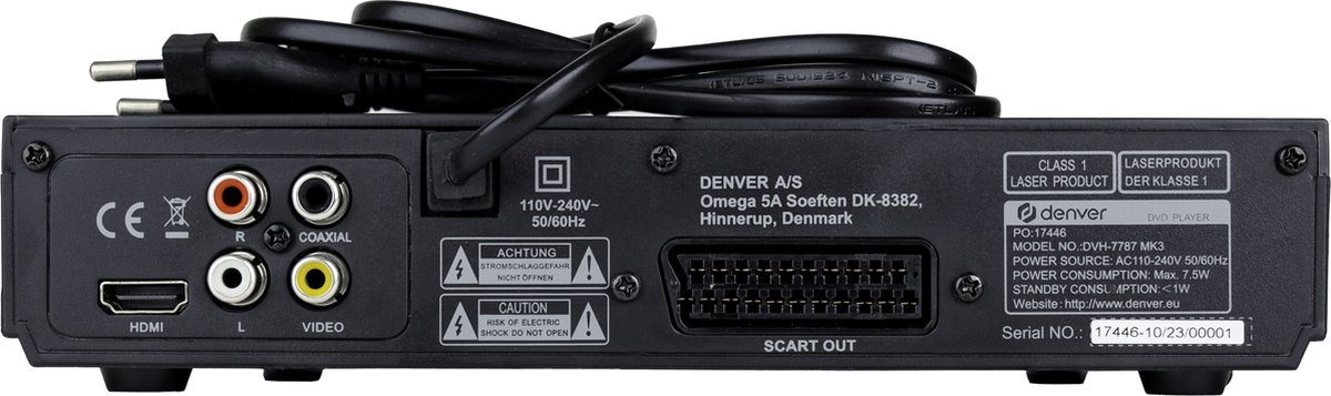 Denver DVD Speler met HDMI - Ondersteund Full HD - CD Speler - Dolby  Digital Decoder -... | bol
