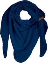 LOT83 Sjaal Nina - Vegan leren sluiting - Omslagdoek - Ronde sjaal - Donker Blauw - 1 Size fits all