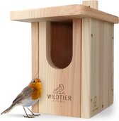Wildtier Liebe - Nestkast voor Roodborstjes - Halfopen nestkast - Onbehandeld natuurlijk hout - 100% FSC-gecertificeerd