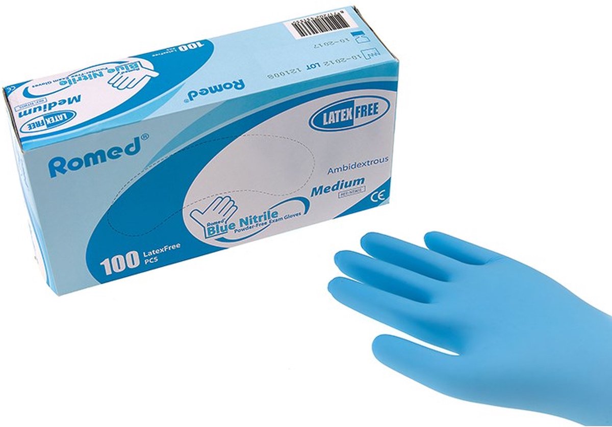 Romed Nitril handschoenen 100 stuks - Poedervrij - Latexvrij - XL - Beschermende handschoenen - Huishoud handschoenen