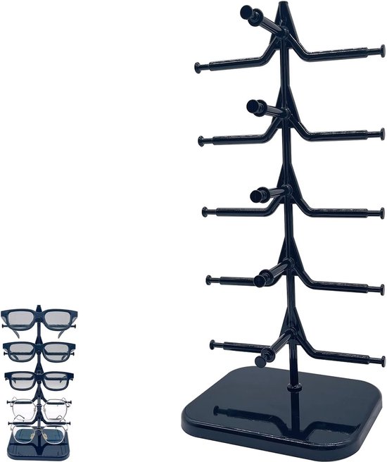 Brillenhouder brilstandaard zonnebrilrek brilopslag voor 5 brillen, zonnebrilhouder en brilhouder, zonnebrilhouder, tentoonstellingsstandaard voor het opbergen en presenteren