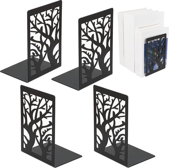 2 stuks boekensteunen, metaal, boekensteun, kat, boekensteunen, zwart