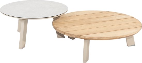 Ensemble de tables de salon Emma 65 cm rondes et 80 cm rondes en teak latte Taste 4SO