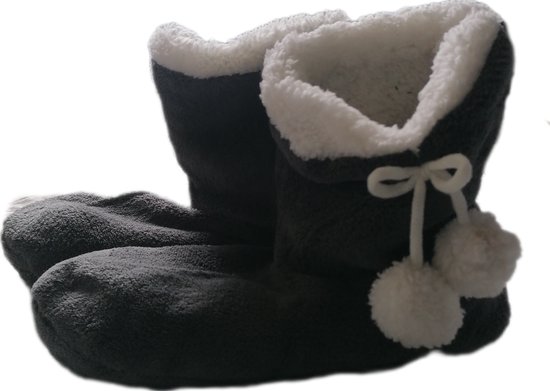 Dames - Pantoffels - Sloffen - Soft - Boots - Apollo - Antislip - Kleur Antraciet - Maat 37/39 - Cadeau - Kerst