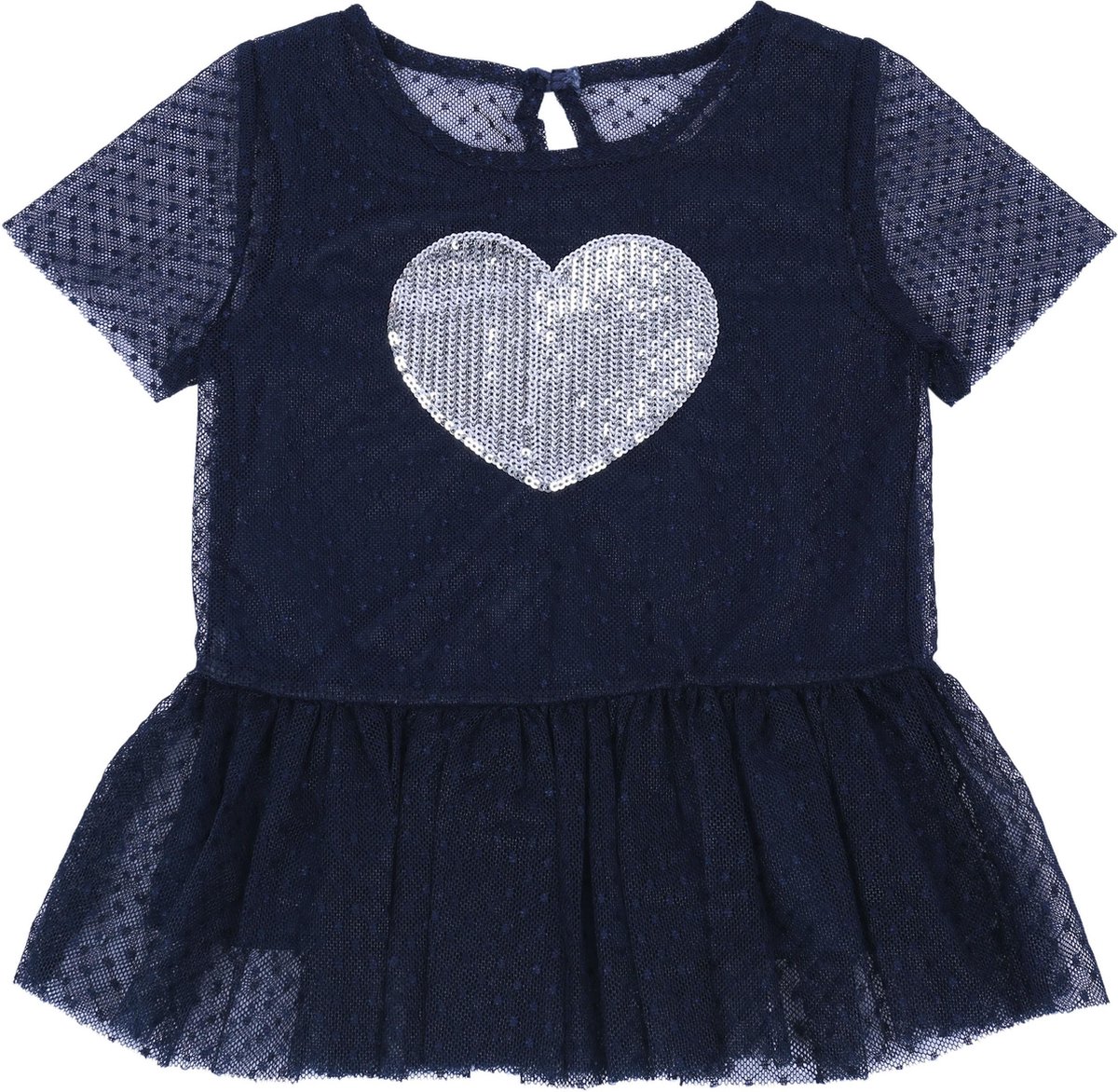 Marineblauwe blouse met ruches