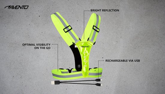 Avento Sport Veiligheidsvest - Oplaadbaar - USB-C - LED