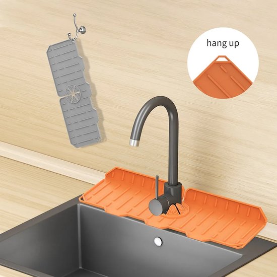 PLABBDPL Siliconen kraanmat, gootsteen splash guard, keukenarmatuur siliconen afvoermat, siliconen waterkraan handvat druppelvanger, opvouwbare siliconen waterkraan mat voor badkamer, keuken en bar