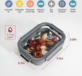 Lunchbox, bentobox, lunchbox, voedselbewaarcontainers, glazen bewaarcontainers voor gezonde maaltijden met lekbescherming en glazen deksel, BPA-vrij (5 x 640 ml)