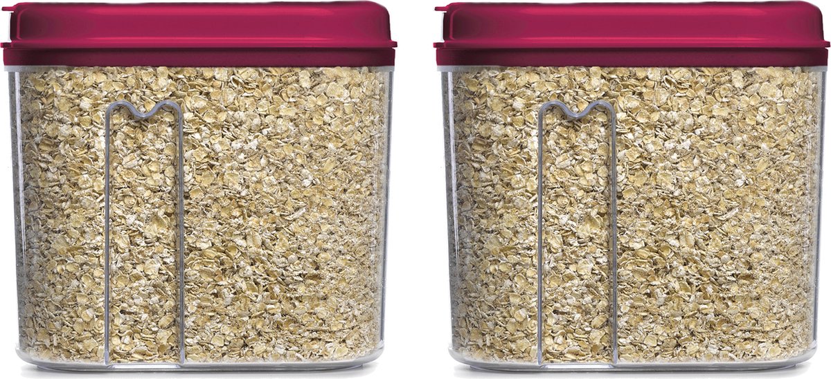 Plasticforte Voedselcontainer strooibus - 2x - roze - 1000 ml - kunststof - voorraadpotten