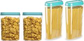 Plasticforte Voedselcontainers set - 4 stuks - blauw - 2350ml en 1500ml - kunststof - voorraadpot