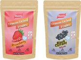Muklo Mixpakket Freeze Dried Fruits (Aardbei Chips, Zwarte Bes Heel) 2x50Gr - Gezonde Snack - Zonder Toevoegingen - 100% fruit