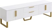Brondeals® - TV meubel - TV kast - luxe uitstraling - wit met gouden handgrepen - 170x40x53,5 cm - uniek ontwerp - hoge kwaliteit