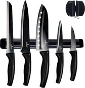 Ensemble de couteaux colorés en acier inoxydable, ensemble de démarrage de cuisine avec revêtement en titane avec couteau universel, Santoku, couteaux à pain, de cuisine et d'office avec aiguiseur noir et cadre de montage magnétique