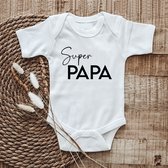 Romper korte mouw ' Super papa' | wit | 62/68