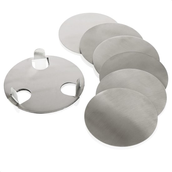 Onderzetters capiz rond goud/bruin 6 stuks incl. houder | Zus & Zo Oostburg | Unieke cadeau's vindt u hier