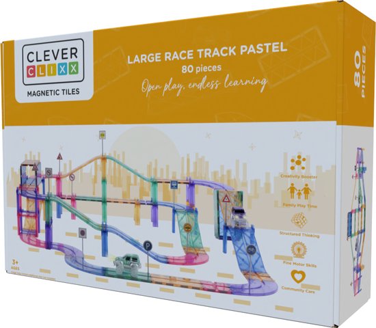 Cleverclixx Race Track racebaan - Magnetisch bouw en constructiespeelgoed