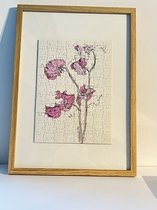 Puzzel 88 stuks -wanddecor excl. lijst- bloemen lathyrus handontwerp illustratie