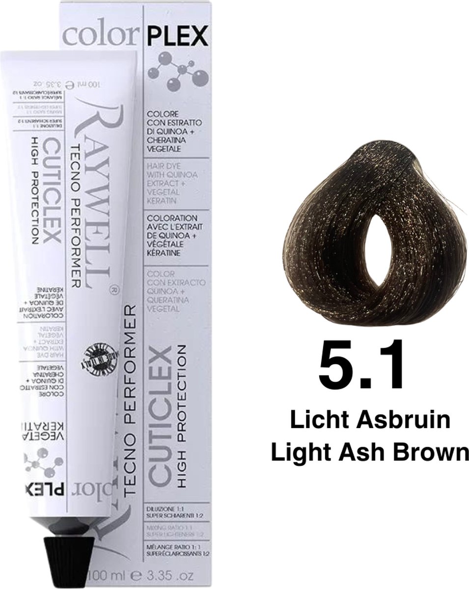 Raywell ColorPlex - Permanente HaarVerf - 5.1 - Licht Asbruin -100 ml