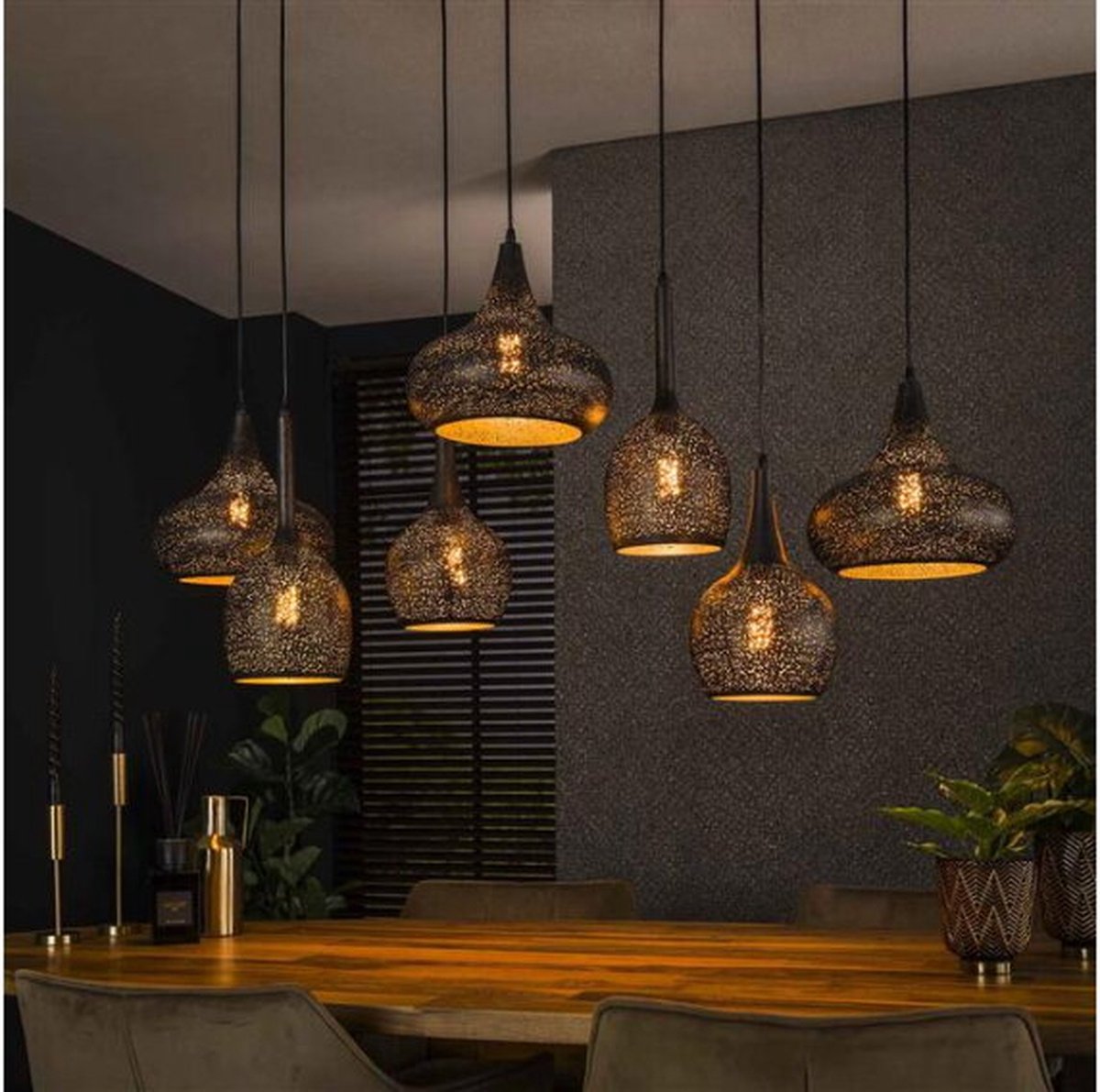 Hanglamp Zip 7 lampen - Artic zwart