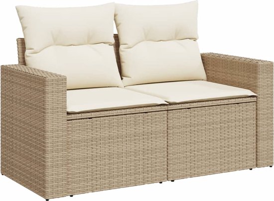 vidaXL - 8 pièces - Ensemble de salon - avec - coussins - poly - rotin - beige