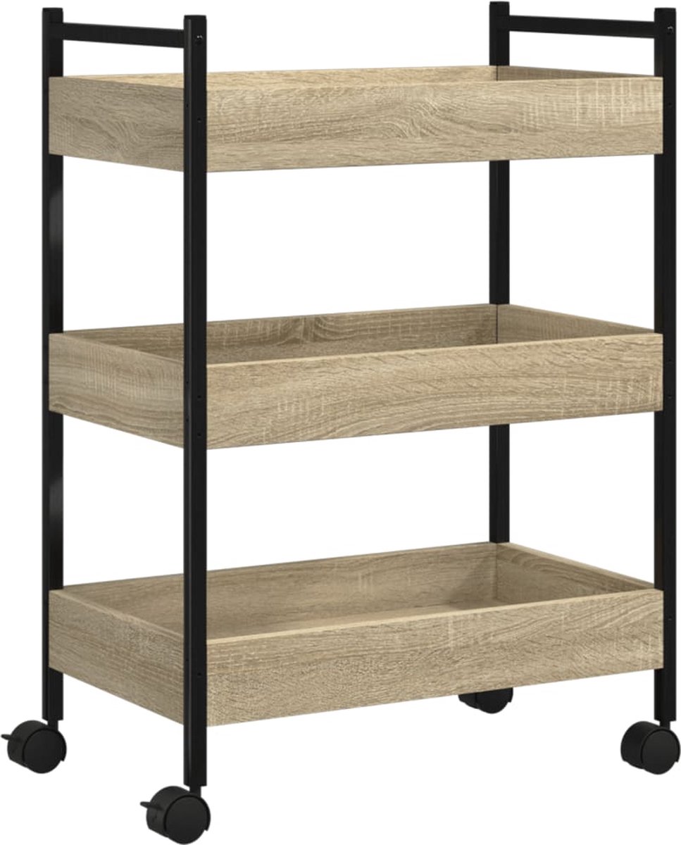 vidaXL - Keukentrolley - 50x30x70 - cm - bewerkt - hout - sonoma - eikenkleurig