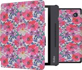 iMoshion Ereader Cover / Hoesje Geschikt voor Kobo Libra H2O - iMoshion Design Slim Hard Case Sleepcover Bookcase met stand - / Flower Watercolor