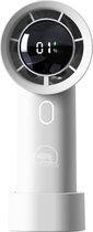 Tamarow Ventilateur portatif portable – Ventilateur de table – Ventilateur sur pied – Rechargeable – 4 vitesses de vent – ​​Entièrement réglable – Wit