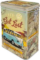 boîte à café, 1,3 l, VW Bulli – Let's Get Lost – Idée cadeau Volkswagen Bus, boîte avec couvercle aromatique, design vintage