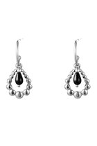 Luxe Oorbellen 3 in 1 - oorstekers met bedels - earrings silver - kleur zilver - met zwart steentje - moederdag kado - kerst cadeau - gift - present - stainless steel